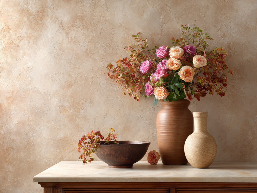 Creating Harmony: Combining Venetian Plaster with Floral Design